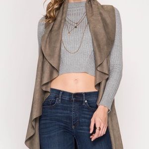 Long faux suede vest